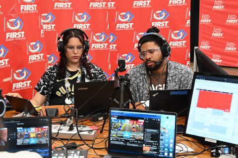 The FIRST Indiana Robotics Analyst Desk setup at the 2026 FRC State Championship