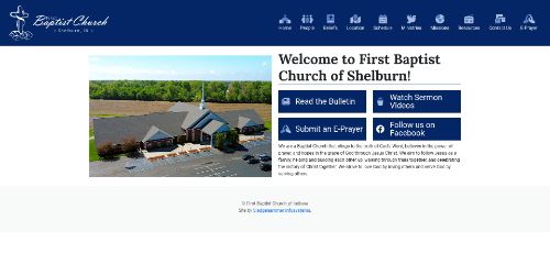 Screenshot of the First Baptist Church of Shelburn home page