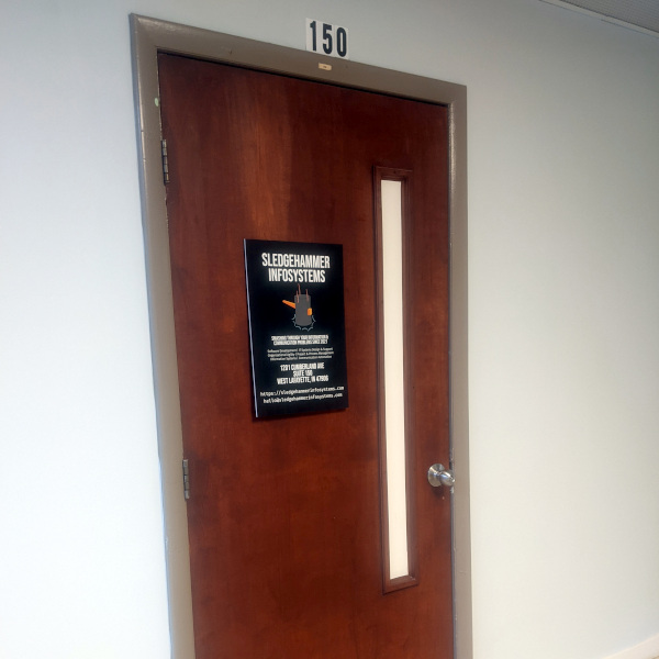 photo of the door to the office